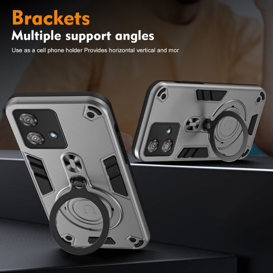 [Built-in Stand][Magsafe Compatible] Motorola Moto Edge 40/Neo - 360 Degree Drop-resistant Metal Stand Series Case With Magnetic Ring