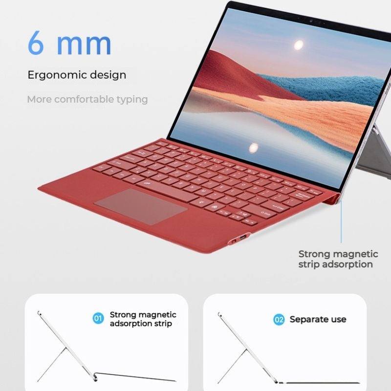 Load image into Gallery viewer, [With RGB Backlit] Microsoft Surface Pro 8/9/10/X/11 - Ultra Thin Wireless Bluetooth Magnetic Touch Keyboard
