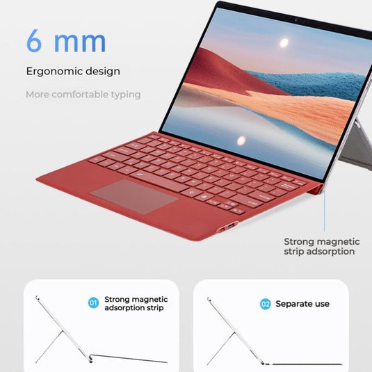 [With RGB Backlit] Microsoft Surface Pro 8/9/10/X/11 - Ultra Thin Wireless Bluetooth Magnetic Touch Keyboard