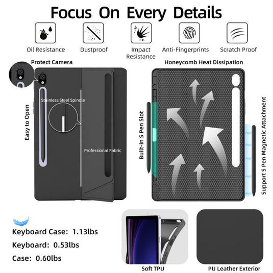 [Detachable][With RGB Backlit] Samsung Galaxy Tab S8 Ultra & S9 Ultra & S10 Ultra 14.6" - Wireless Bluetooth Magnetic Keyboard Soft Case