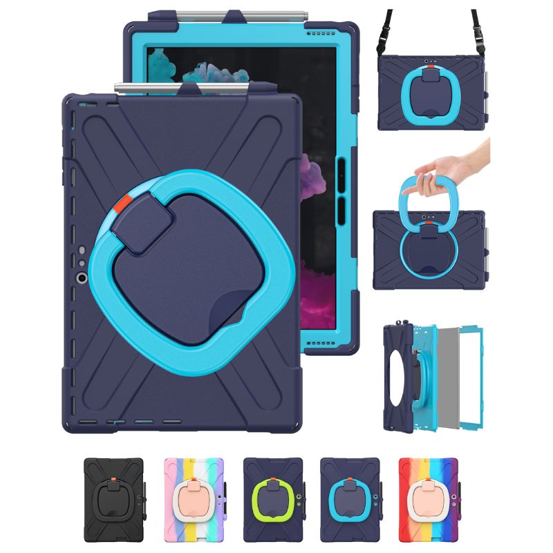 [With Pen Slot] Microsoft Surface Pro X - 360 Degree Rotate Shockproof Heavy Duty Tough Stand Handle Ring Holder Case Cover - i-Station Mobile Phone & Electronic Device Repair and Accessories