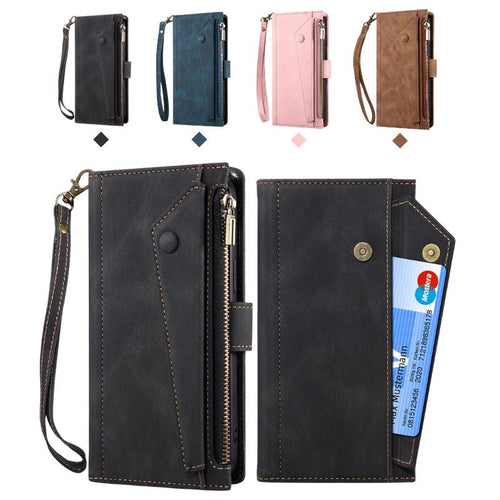 [With Card Slot] Apple iPhone XR - Multi Functional Business Leather Wallet Series Case With Strap