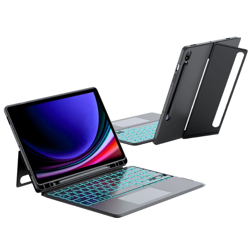 Load image into Gallery viewer, [Detachable][With RGB Backlit] Samsung Galaxy Tab S7 Plus &amp; S8 Plus 12.4&quot;- Wireless Bluetooth Magnetic Keyboard Soft Case
