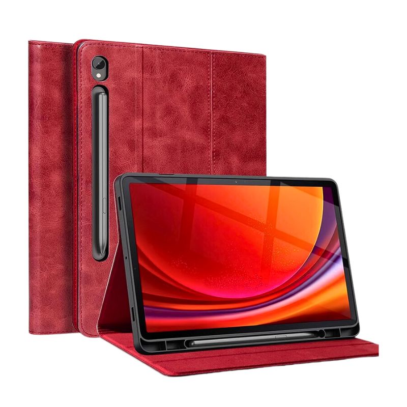 Load image into Gallery viewer, [With Pen Slot] Samsung Galaxy Tab S9 &amp; S9 FE 11&quot; - Full Coverage Shockproof Genuine Leather Case
