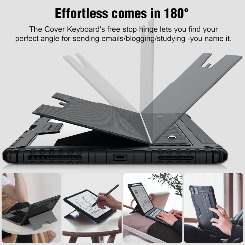 Load image into Gallery viewer, [With Slide Lens Cover] [Built-in Stand] Apple iPad 7th/8th/9th Gen (2019/2020/2021) 10.2&quot; - Nillkin Full Cover Rugged  Smart Wireless Trackpad Keyboard Flip Case With Backlit
