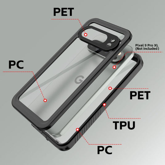 [FS Series] Goople Pixel 9/Pro/XL - Redpepper Full Covered Waterproof Heavy Duty Tough Armor Lifeproof Series Case