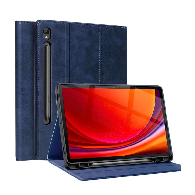 Load image into Gallery viewer, [With Pen Slot] Samsung Galaxy Tab S9 &amp; S9 FE 11&quot; - Full Coverage Shockproof Genuine Leather Case
