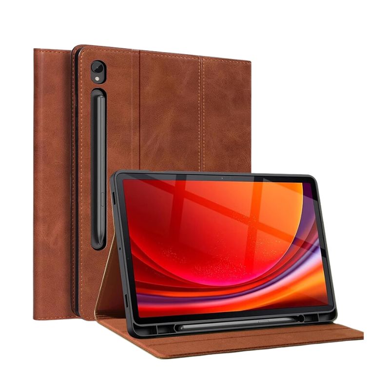 Load image into Gallery viewer, [With Pen Slot] Samsung Galaxy Tab S9 &amp; S9 FE 11&quot; - Full Coverage Shockproof Genuine Leather Case
