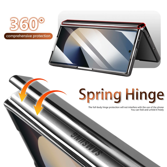 [Magsafe Compatible][With Card Holder] Samsung Galaxy Z Fold7 Foldable Leather Stand Case with Screen Protector