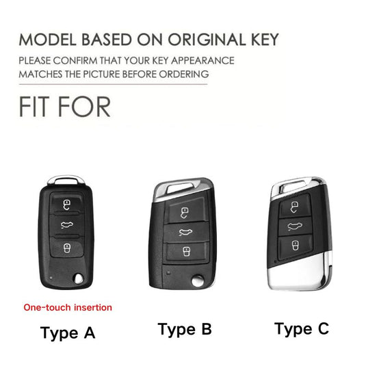 Volkswagen Handcrafted Genuine Leather Car Key Fob Case Cover For Passat, Golf, Magotan, Jetta, Tiguan