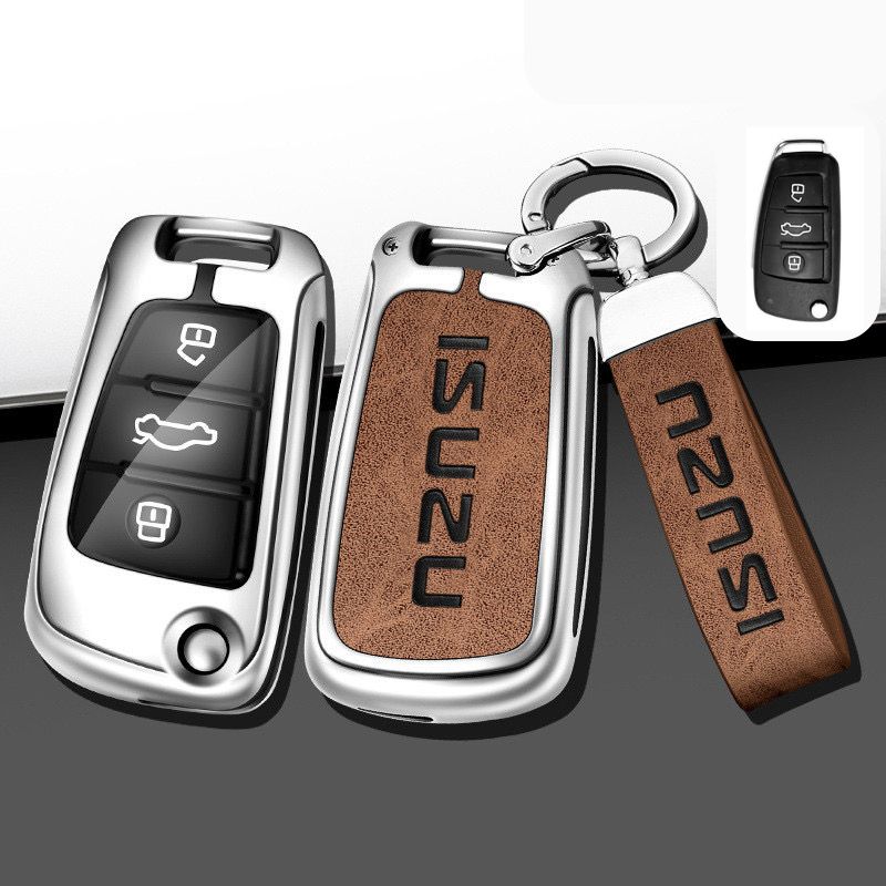 Load image into Gallery viewer, Isuzu Alloy + PU Leather Protection Car Key Fob Case Cover For D-MAX, MU-X, MUX
