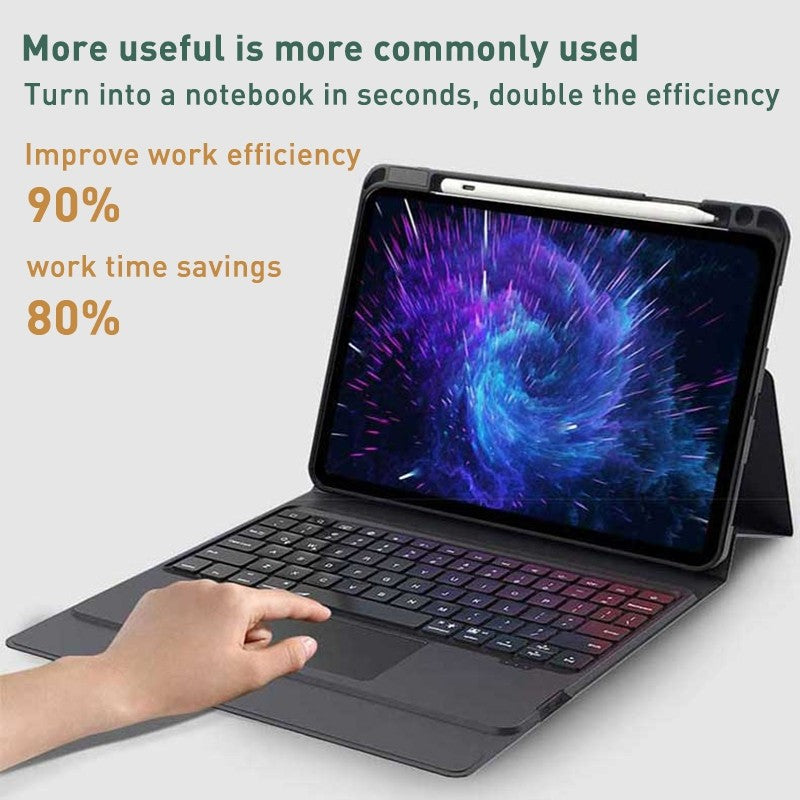 Load image into Gallery viewer, [Built-in Pen Slot] Apple iPad 7/8/9 10.2&#39;&#39; 7/8/9th Gen (2019/2020/2021) Integrated Bluetooth Keyboard Touchpad Leather Case With Backlight
