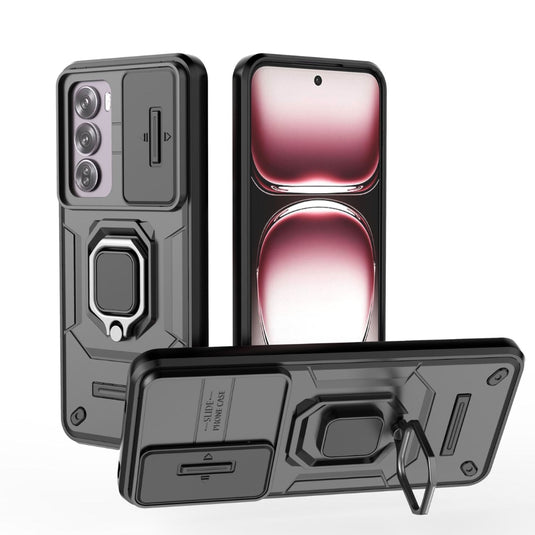 OPPO Reno 12 5G (CPH2625) - Battle Bear Lens Push Window Mechanics Series Case With Finger Ring Stand