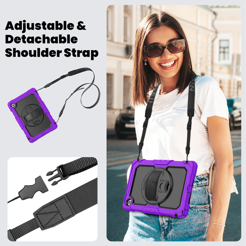 Load image into Gallery viewer, [Built-in Kickstand] Lenovo Tab 10.1&quot; 2025 (TB311FU/TB311XU) - Silicone Full Covered Heavy Duty Series Case With Adjustable Hand Strap
