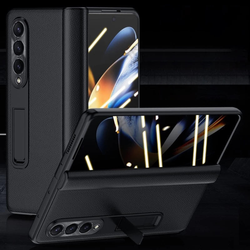 Load image into Gallery viewer, Samsung Galaxy Fold 3 (SM-F926) - Case and Film Integrated Genuine Leather Series Stand Case
