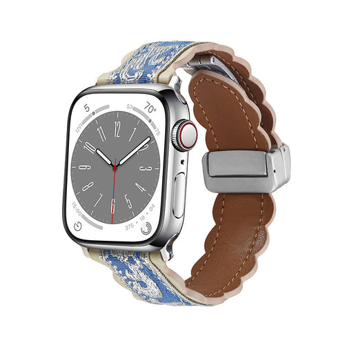 Apple Watch Series 1/2/3/4/5/6/SE/7/8/9/10/Ultra - Fashionable Embroidery Magnetic-Adsorption Watch Band - i-Station Mobile Phone & Electronic Device Repair and Accessories