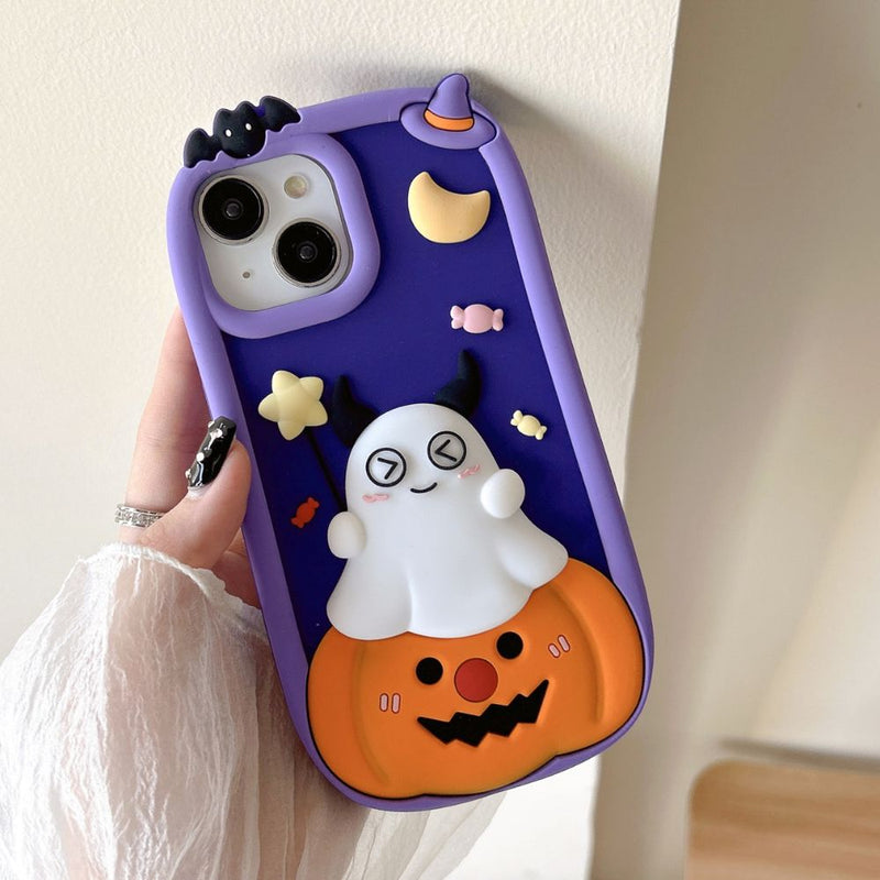 Load image into Gallery viewer, Apple iPhone 16/Pro/Max - Halloween Lovely Wacky Ghost Pumpkin Fashion-Forward Series Case
