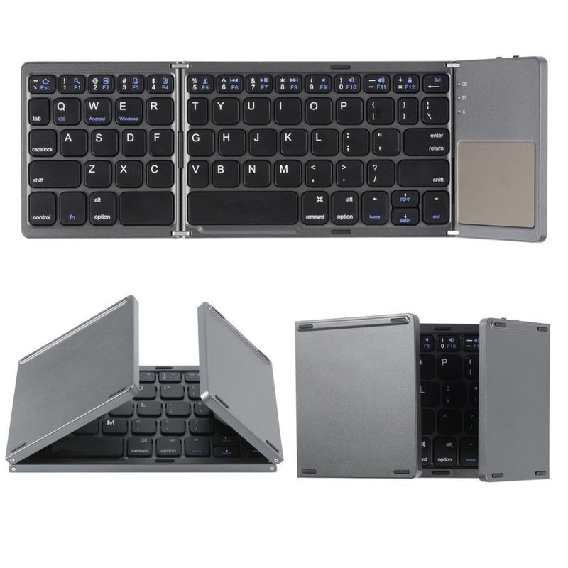 Load image into Gallery viewer, Ultra - Thin Portable Touchpad Wireless Bluetooth Tri - Fold Mini Keyboard (Compatible with Mobile Phones, Tablets, and Laptops)
