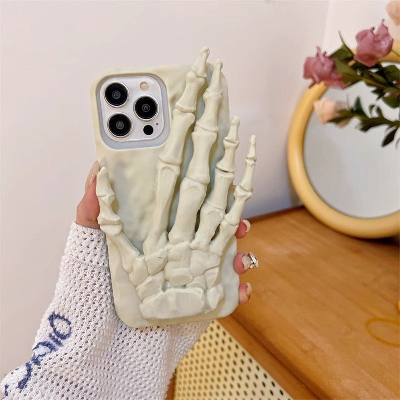 Load image into Gallery viewer, Apple iPhone 16/Pro/Max - Halloween Skeleton Hand Relief Dark Style Stand Series Case
