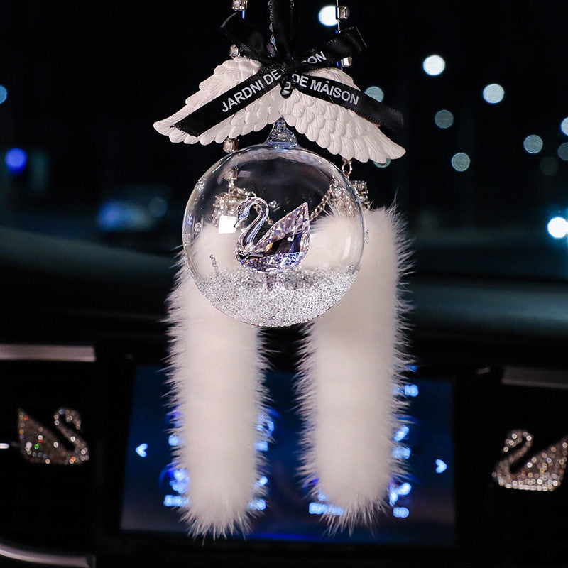 Load image into Gallery viewer, Elegant Swan Crystal Lucky Ball Car Rearview Mirror Hanging Ornament Car Interior Decoration - i-Station Mobile Phone &amp; Electronic Device Repair and Accessories
