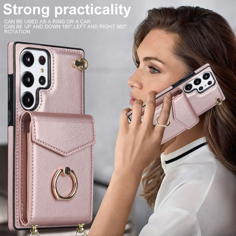 Load image into Gallery viewer, [With Card Slot] Samsung Galaxy S22/Plus/Ultra - Women Crossbody PU Leather Wallet Series Stand Case With Lanyard
