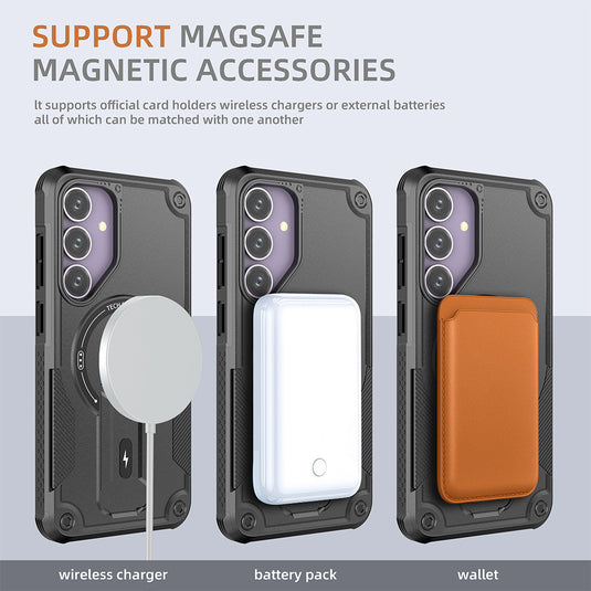 [Magsafe Compatible] Samsung Galaxy S25/Plus/Ultra - Magnetic Invisible Stand Heavy Duty Series Case