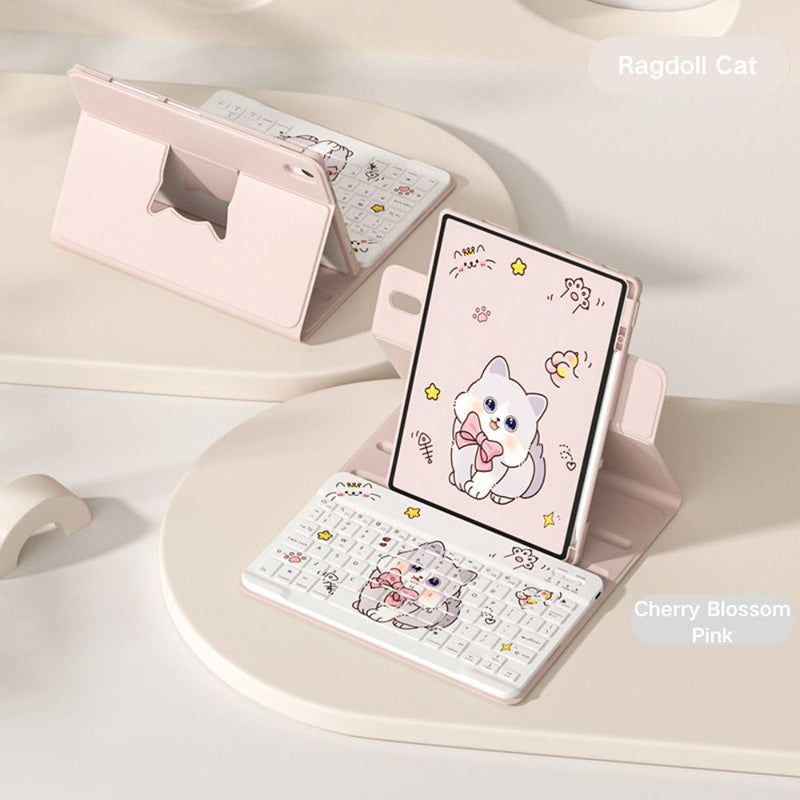 Load image into Gallery viewer, [With Pen Slot] Apple iPad 9.7&quot; 5th/6th Gen (2017/2018) - Cartoon Free Rotation Magnetic Adsorption Case With Backlight and Touchpad Keyboard
