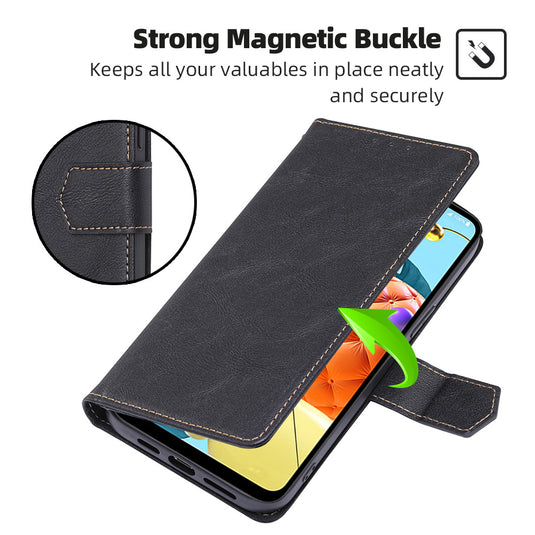 LG Q70 - Business Magnetic RFID Blocking PU Leather Wallet Series Stand Case