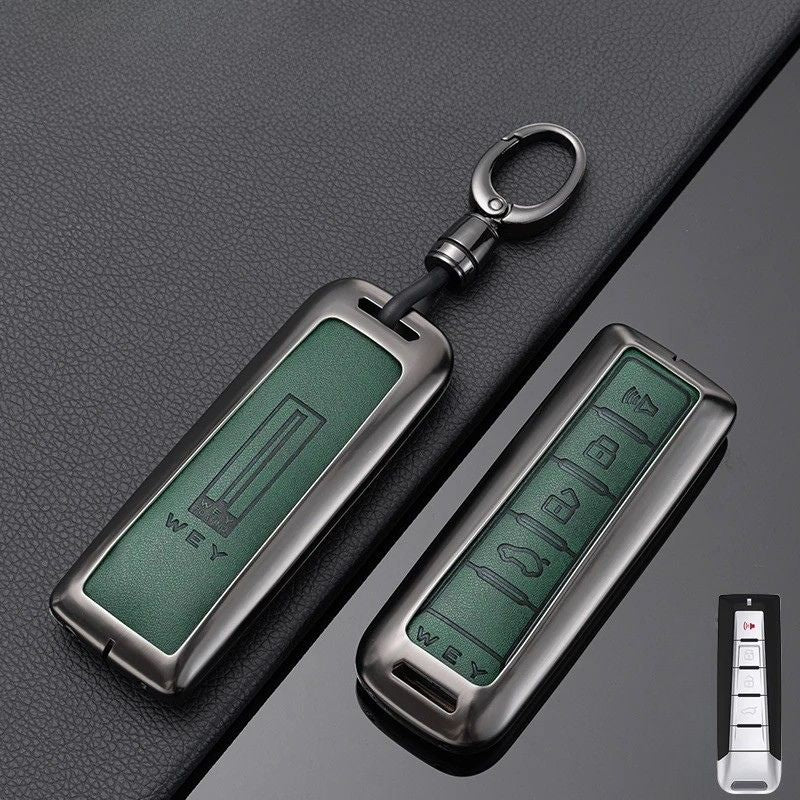 Load image into Gallery viewer, Great Wall Zinc Alloy + PU Leather Car Key Fob Case Cover For WEY VV5, VV6, VV7, Mocha
