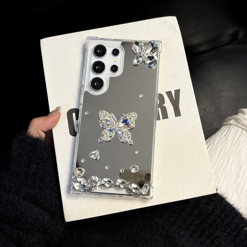 Load image into Gallery viewer, Samsung Galaxy S24/Plus/Ultra/FE - Butterfly Diamond-encrusted Mirror Surface Fashion-Forward Series Case
