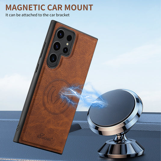 Samsung Galaxy S24/Plus/Ultra - Business Detachable Magnetic Leather Card Holder Stand Case