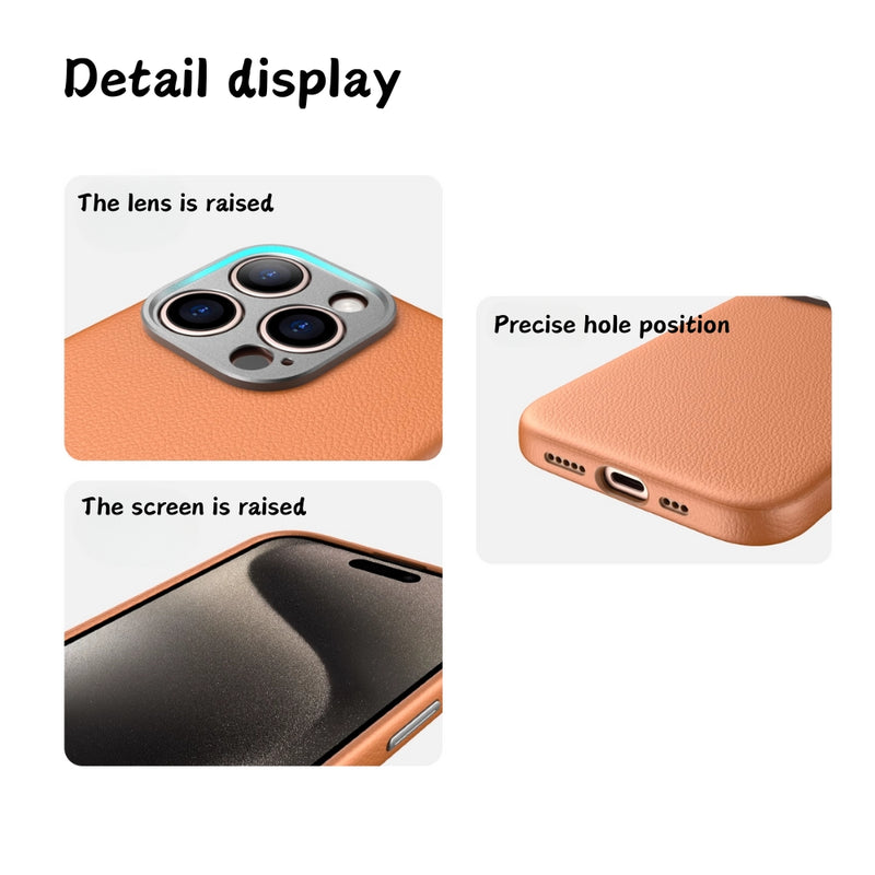 Load image into Gallery viewer, [Magsafe Compatible] Apple iPhone 16/Pro/Max - Alloy Lens Cover Shockproof Scratch Resistant Genuine Leather Series Case
