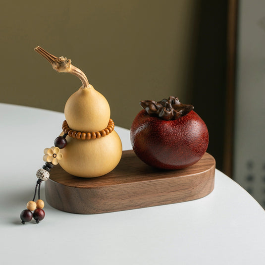 Natural Gourd Plum Blossom Pendant Walnut Wood Base Car Dashboard Ornament Handmade Carving Premium Gift - i-Station Mobile Phone & Electronic Device Repair and Accessories