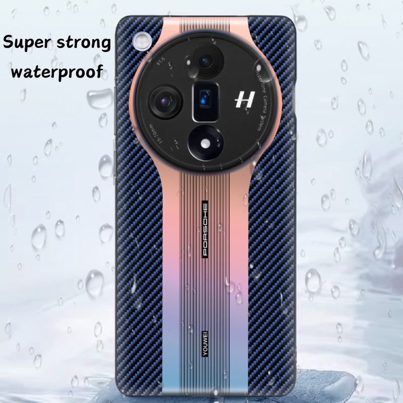 Load image into Gallery viewer, OPPO Find X7 Ultra (PHY110) - Carbon Fiber Texture Aurora Laser Anti-Fingerprint Lifeproof Series Case
