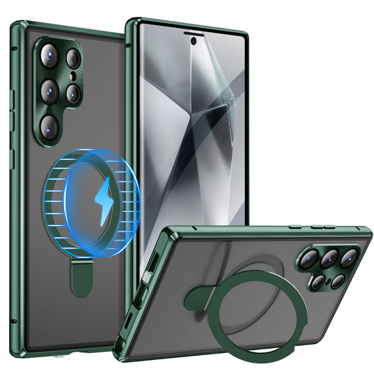 [Magsafe Compatible] Samsung Galaxy S24 Ultra (SM-S928) - Metal Double-Sided Glass Shockproof Stand Series Case