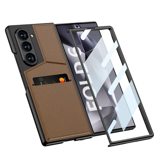 [With Card Slot] Samsung Galaxy Z Fold 6 (SM-F956) - Shell-membrane Integrated Magnetic Card Holder Stand Case