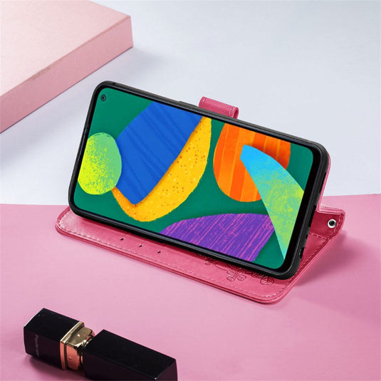 [With Card Slot] Samsung Galaxy S24/Plus/Ultra/FE - Clover Pattern PU Leather Flip Wallet Series Stand Case