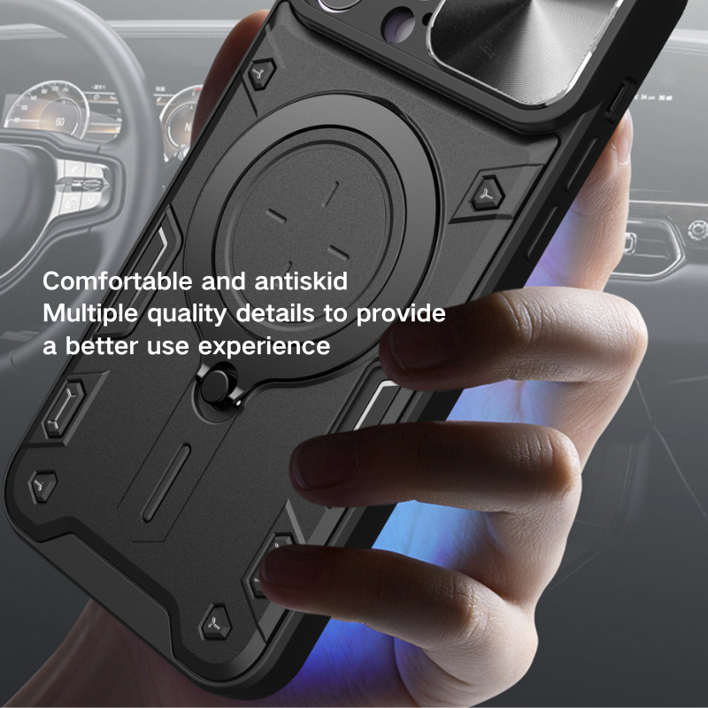 [With Stand][Built-in Slide Lens Cover] OPPO Reno13 / Pro Mecha-style Protective Hard Heavy Duty Series Case - i-Station Mobile Phone & Electronic Device Repair and Accessories