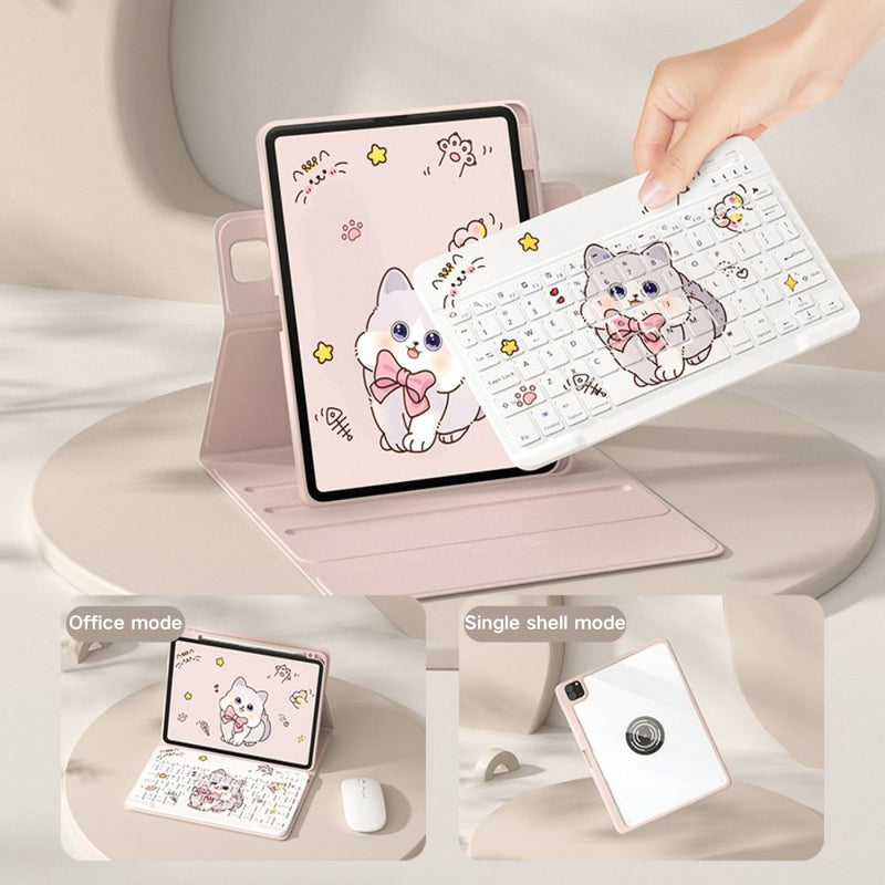 Load image into Gallery viewer, [With Pen Slot] Apple iPad Pro 11-inch M4 (2024) - Cartoon Free Rotation Magnetic Adsorption Case With Backlight and Touchpad Keyboard
