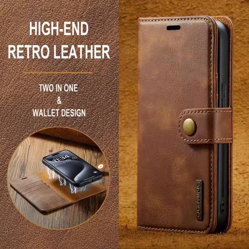 Load image into Gallery viewer, [With Card Slot] Apple iPhone 13/mini/Pro/Max - Magnetic Snap Closure Shockproof Anti-slip Genuine Leather Flip Wallet Series Case
