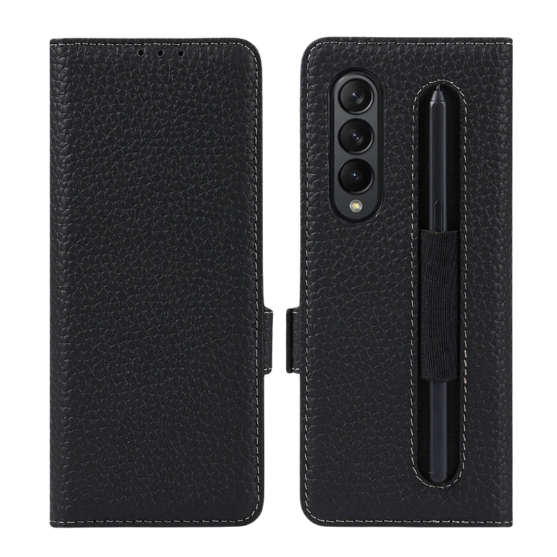 Load image into Gallery viewer, [With Pen Slot][With Card Slot] Samsung Galaxy Z Fold 6 (SM-F956) - Business Drop Proof Genuine Leather Wallet Series Stand Case
