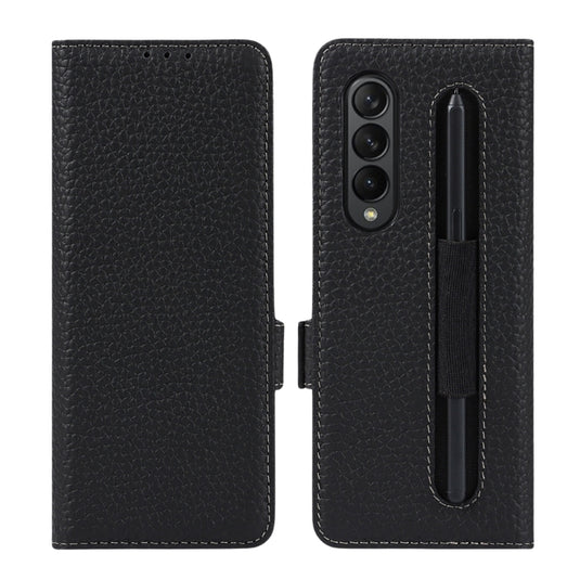 [With Pen Slot][With Card Slot] Samsung Galaxy Fold 3 (SM-F926) - Business Drop Proof Genuine Leather Wallet Series Stand Case