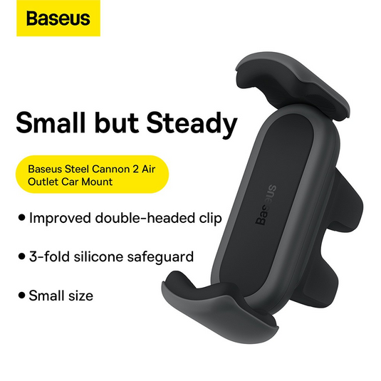 Baseus Steel Cannon 2 Air Outlet Car Mount-Black - i-Station Mobile Phone & Electronic Device Repair and Accessories