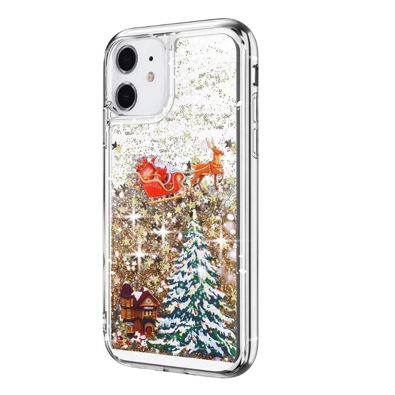 Load image into Gallery viewer, Apple iPhone 12/Mini/Pro/Max - Transparent Soft TPU Christmas Elements Liquid Glitter Fashion-Forward Series Case
