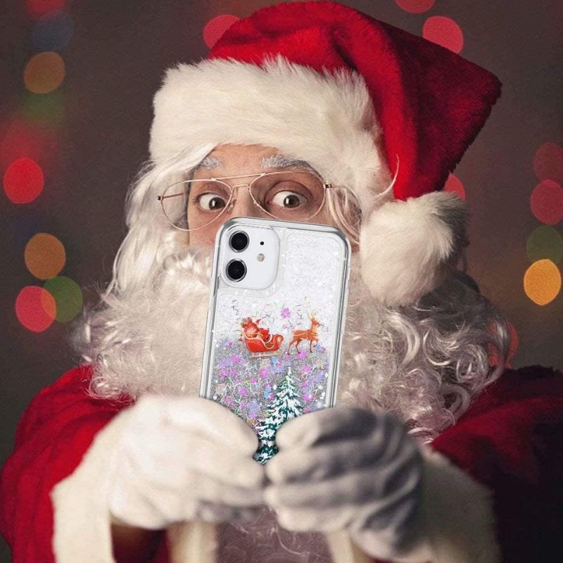 Load image into Gallery viewer, Apple iPhone 12/Mini/Pro/Max - Transparent Soft TPU Christmas Elements Liquid Glitter Fashion-Forward Series Case
