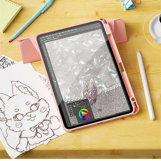 [With Pen Slot] Apple iPad 7th/8th/9th Gen (2019/2020/2021) 10.2" - 360 Degree Shiny Luxury Butterfly Fashion-Forward Series Case