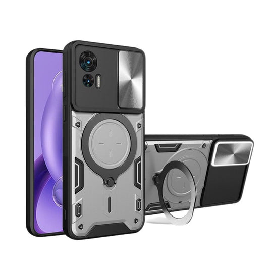 [Built-in Stand][With Sliding Cover Lens] Motorola Moto Edge 50 Pro/Ultra/Fushion 5G - Multi Functional Drop Resistant Full-wrap Metal Stand Series Case