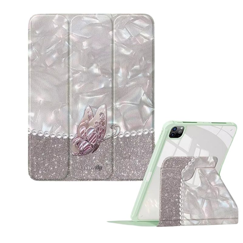 Load image into Gallery viewer, [With Pen Slot] Apple iPad 7th/8th/9th Gen (2019/2020/2021) 10.2&quot; - 360 Degree Shiny Luxury Butterfly Fashion-Forward Series Case
