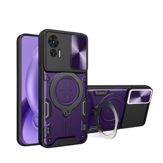 [Built-in Stand][With Sliding Cover Lens] Motorola Moto Edge 50 Pro/Ultra/Fushion 5G - Multi Functional Drop Resistant Full-wrap Metal Stand Series Case