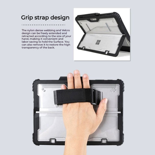 Microsoft Surface Pro 9/10/11 - Transparent Rugged Hard Shell Cover Case With Hand & Shoulder Strap